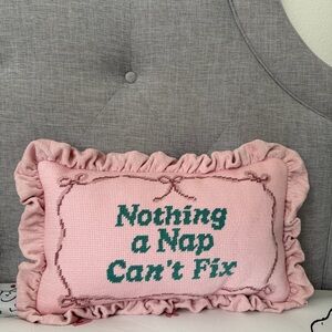 Cupcakes & Cashmere Nothing a Nap Can't Fix Needlepoint Rectangle Pillow NEW